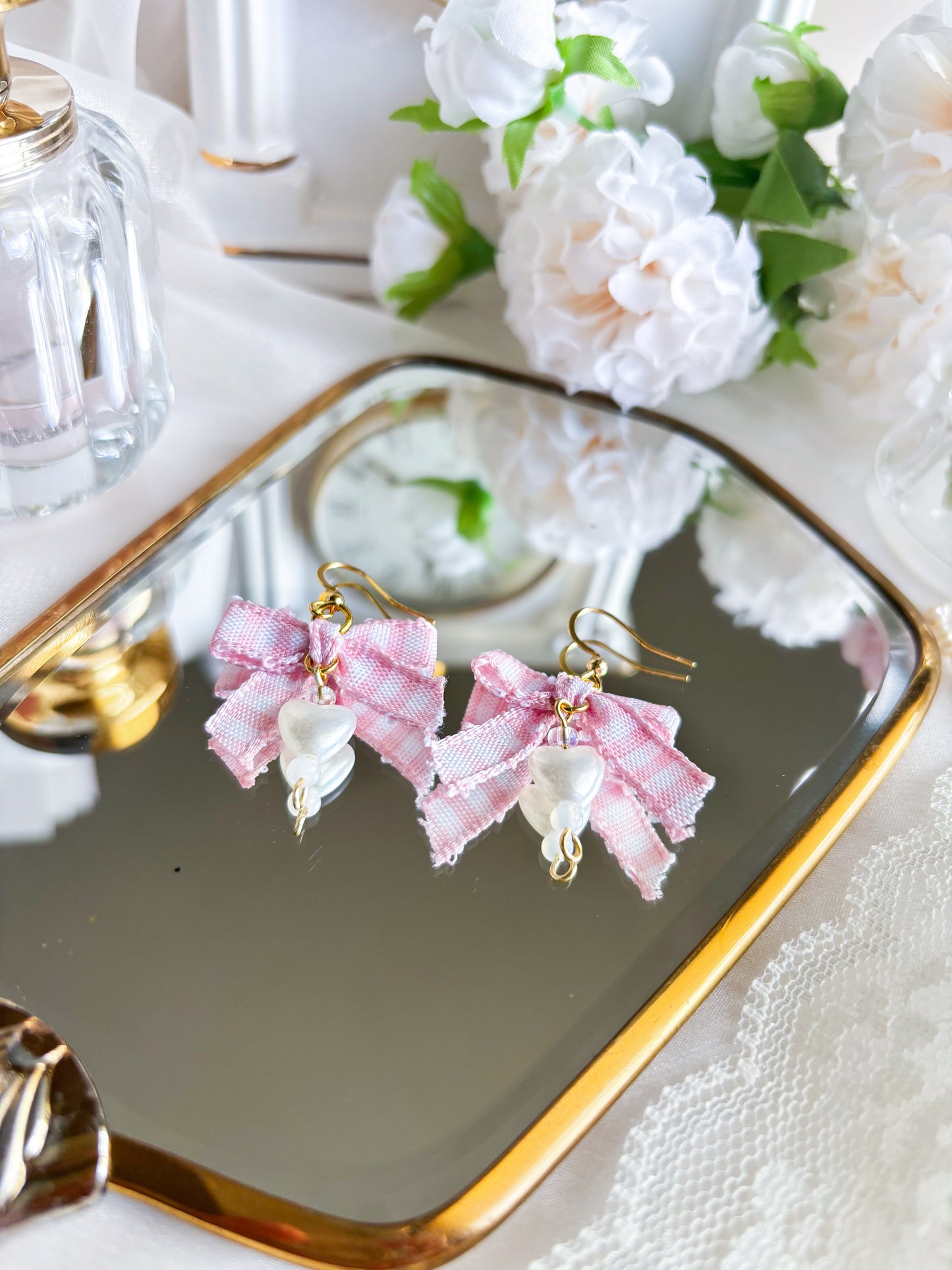 pink heart earrings