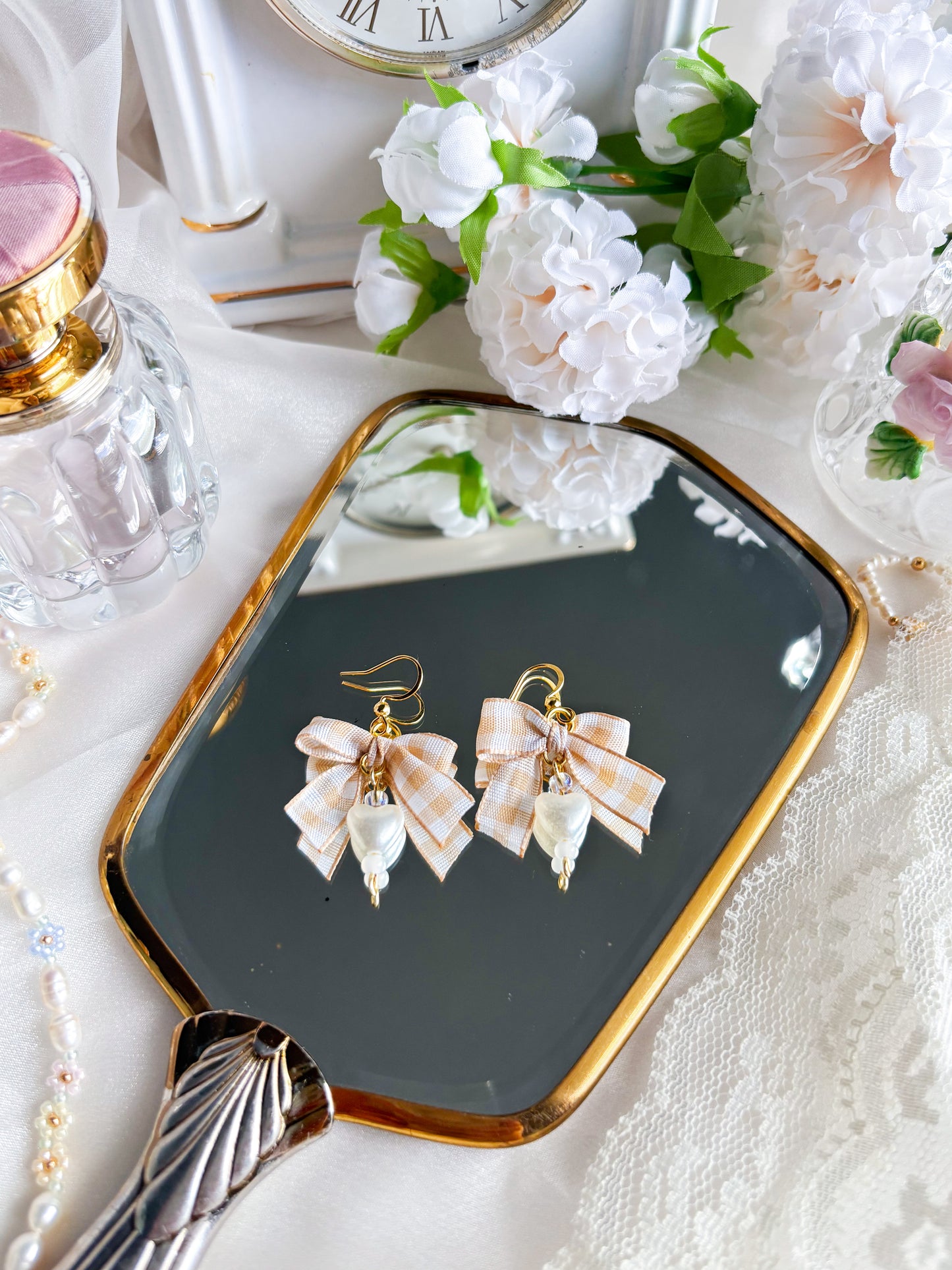 yellow/brown heart earrings