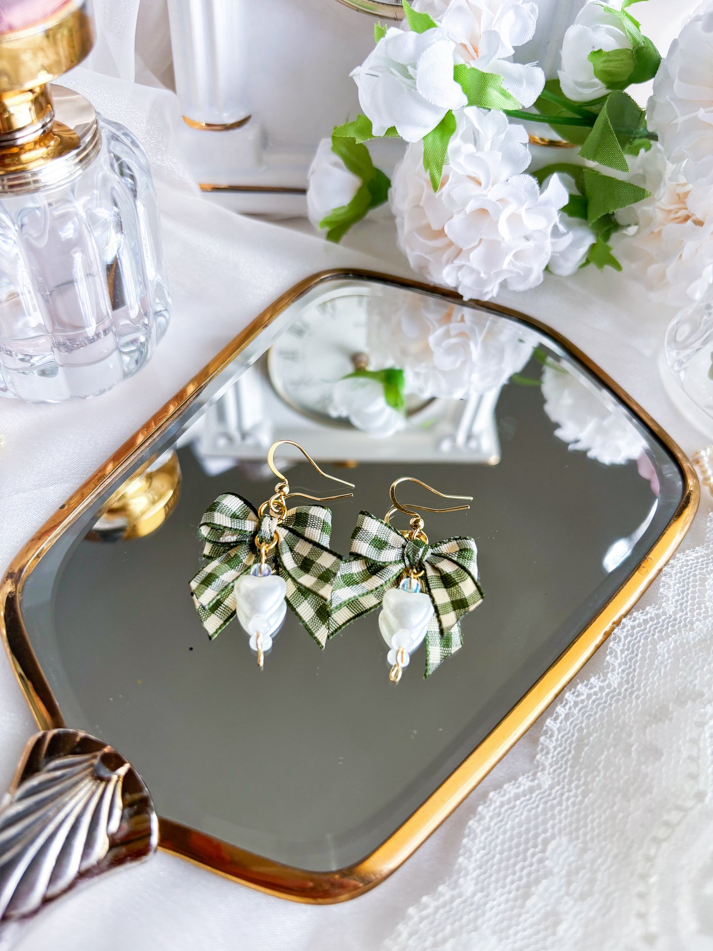 green heart earrings