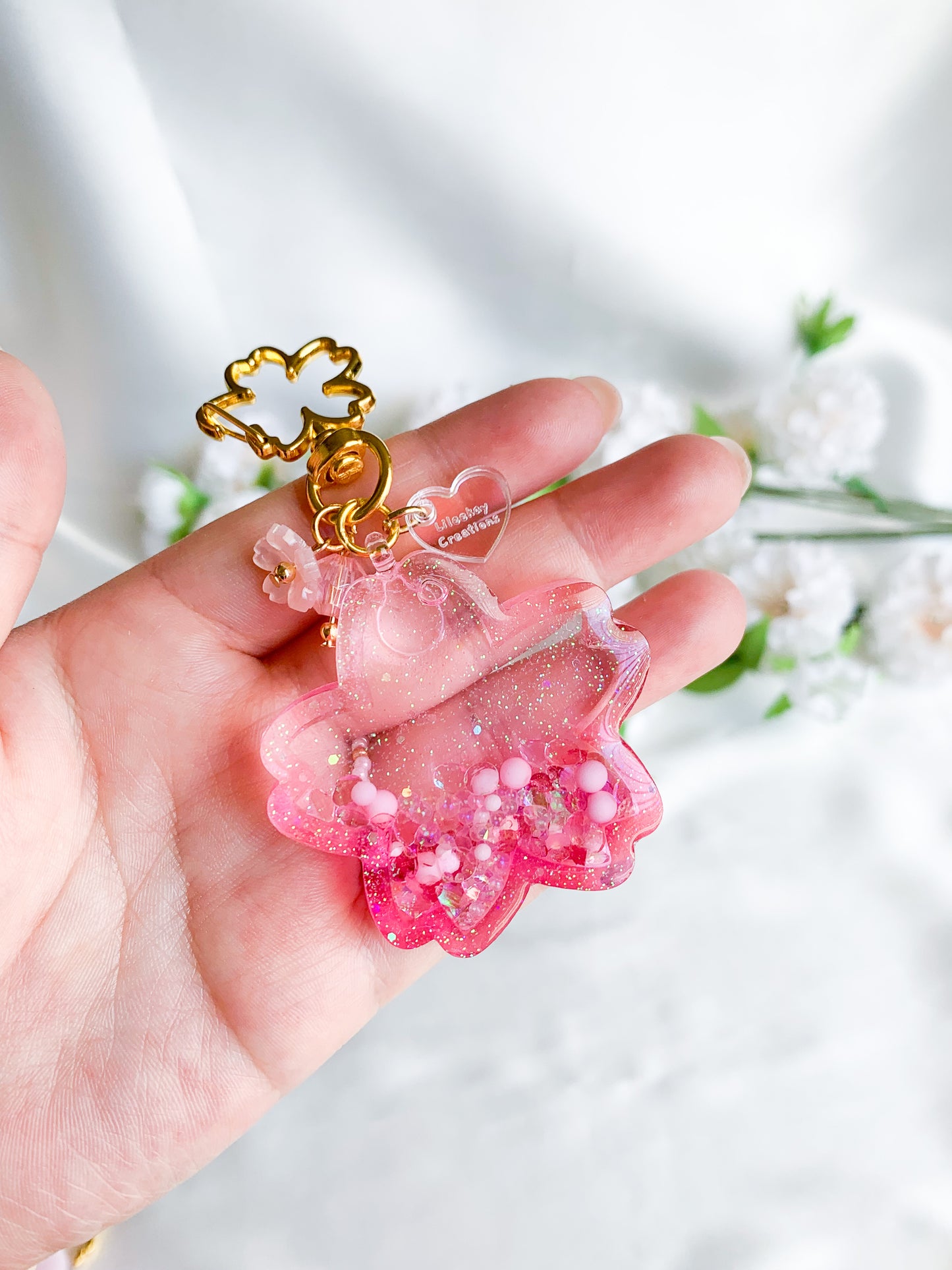 Transparent Pink Sakura Keychain